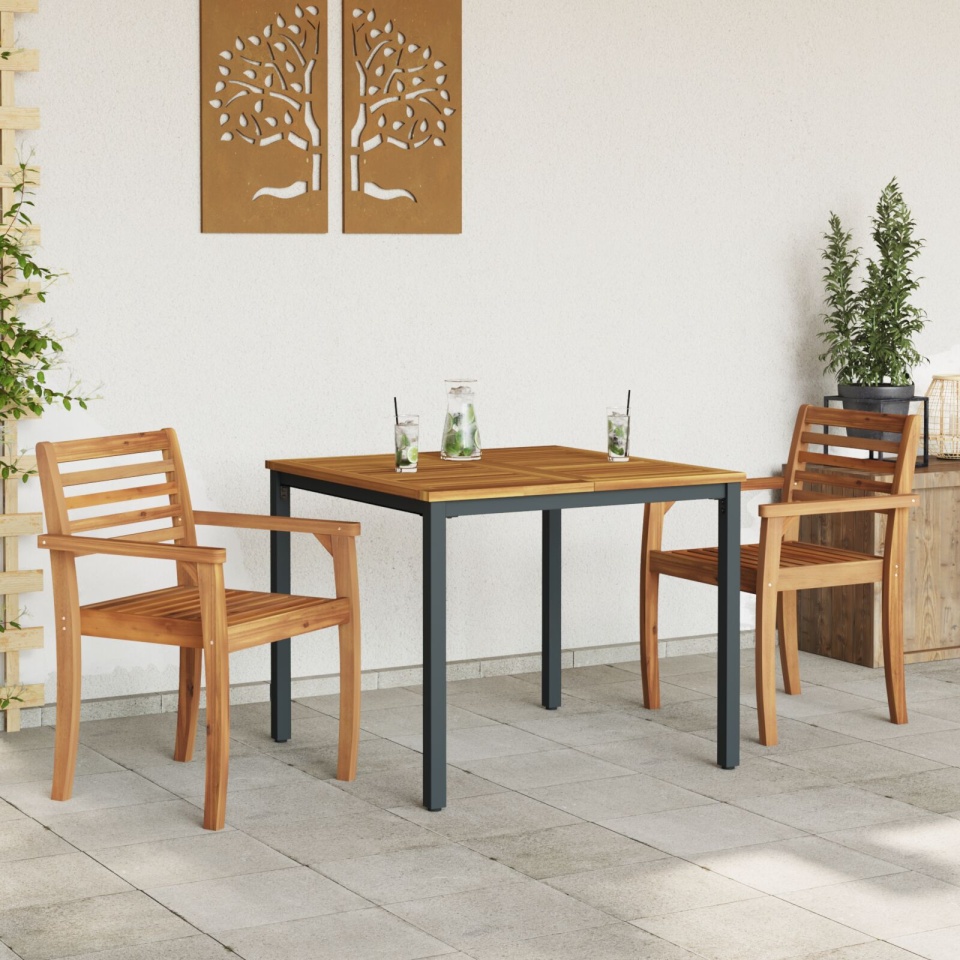 masă de grădină 90x90x75 cm din lemn masiv de acacia și metal - 3 | YEO