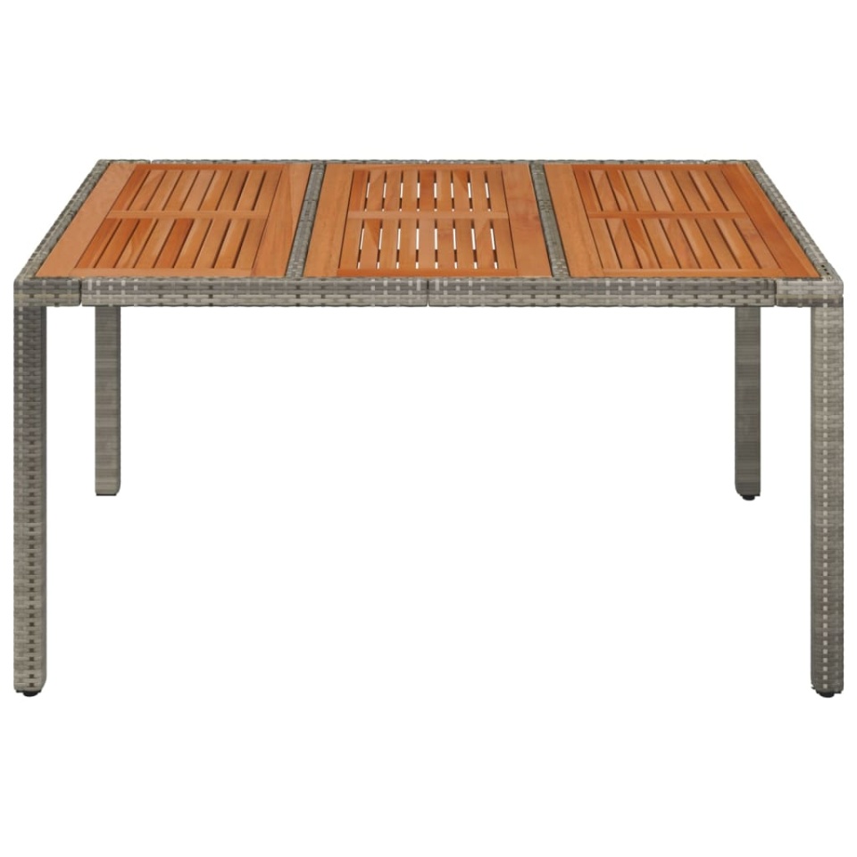 Masă de grădină cu blat din lemn, gri, 150x90x75 cm, poliratan - 2 | YEO