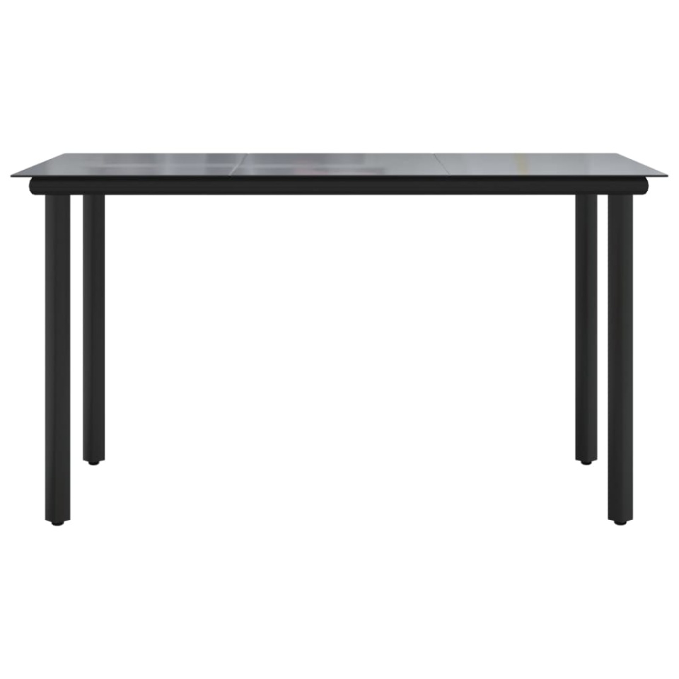 Masă de grădină, negru, 200x100x74 cm, oțel & sticlă securizată - 2 | YEO