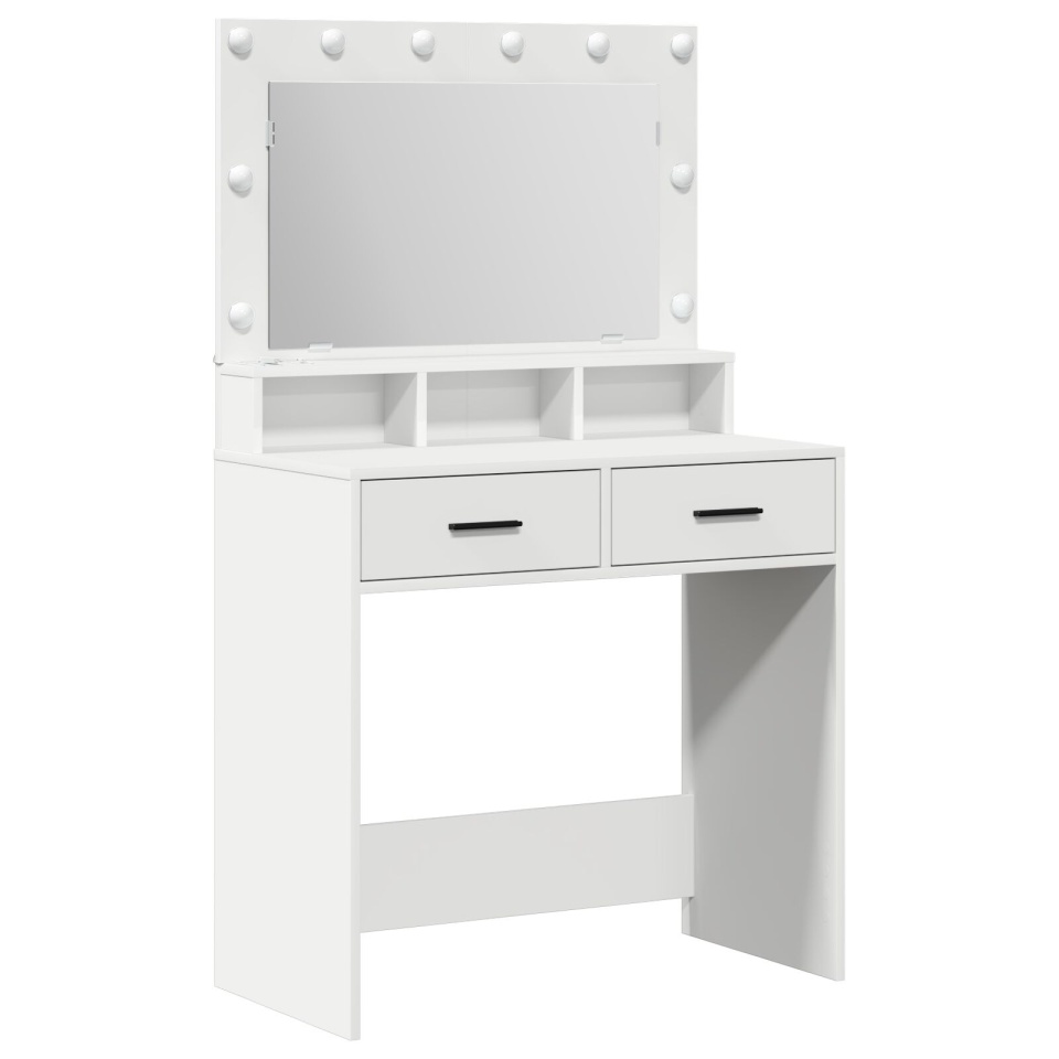 masa de toaletă cu lumini LED, alb, 79x41x135 cm - 1 | YEO