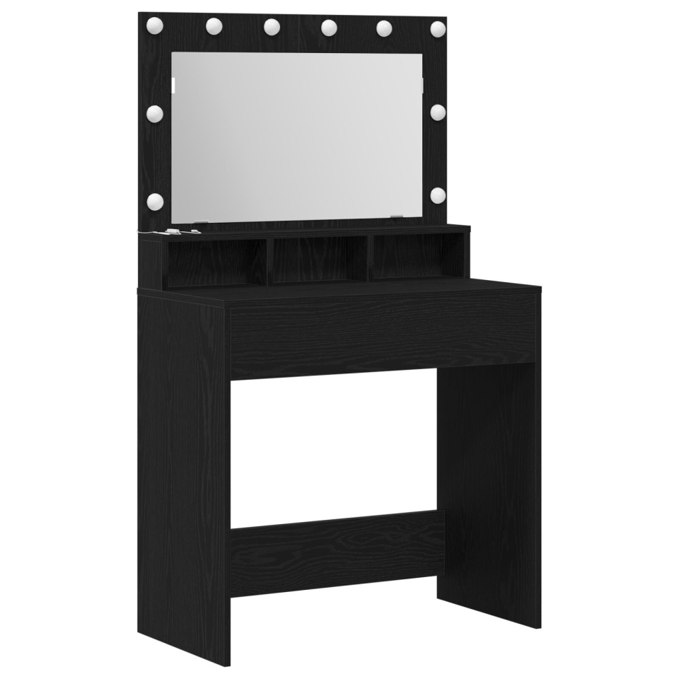 Masă de toaletă cu lumini LED, Stejar negru, 79x41x135 cm - 1 | YEO