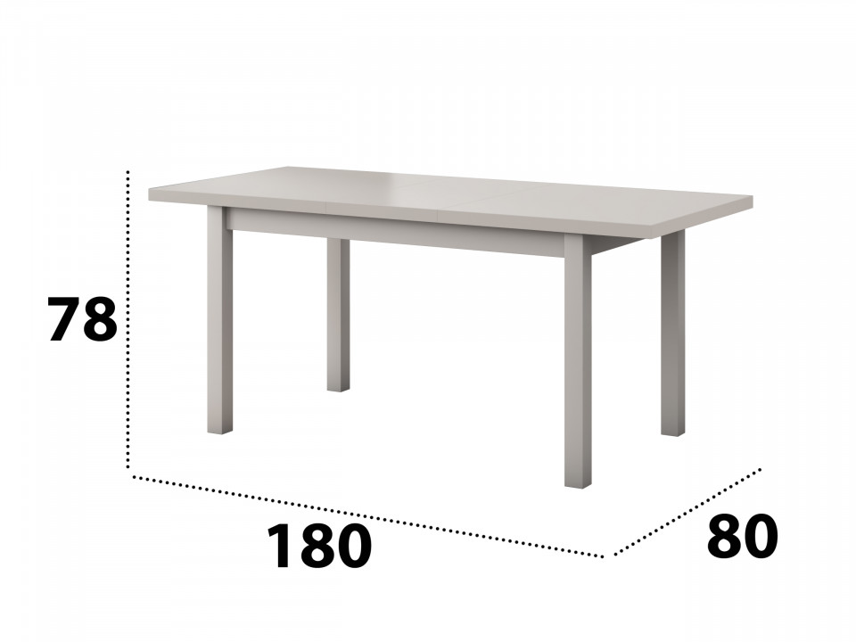 Masa extensibila 140x180 cm mb-21 modena1, alb, lemn masiv de fag si pal - 2 | YEO