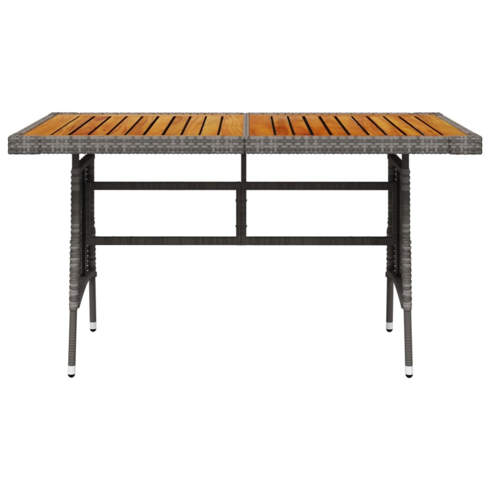 Masă grădină, gri, 130x70x72 cm, poliratan și lemn masiv acacia - 1 | YEO
