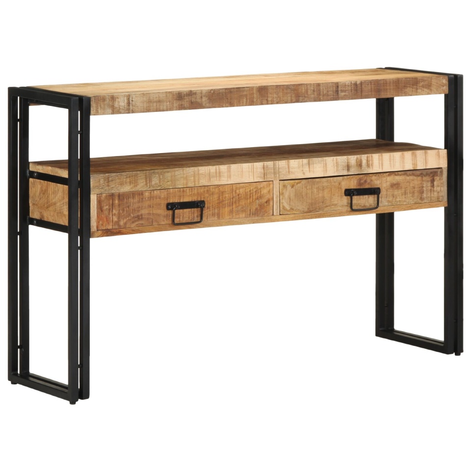 Mese laterale Negre 120x33x75 cm din lemn solid de mango și metal - 2 | YEO