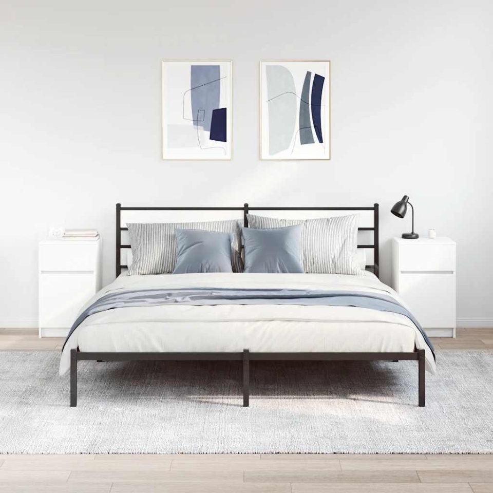 Noptiere, 2 buc., alb, 39x35x65 cm, lemn compozit - 2 | YEO