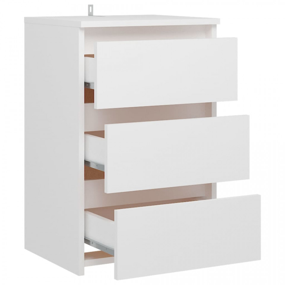 Noptiere, 2 buc., alb, 40x35x62,5 cm, lemn compozit - 4 | YEO
