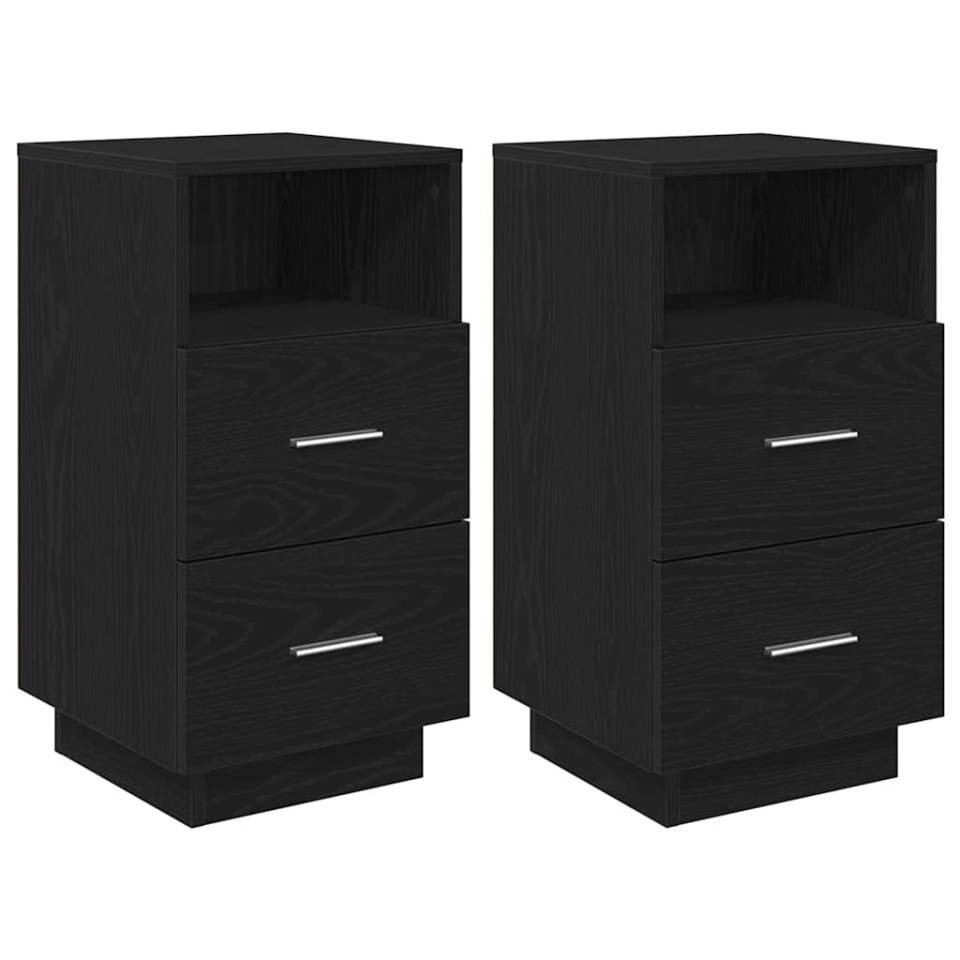 Noptiere 2 buc cu 2 sertare Negru 36x36x68 cm - 1 | YEO