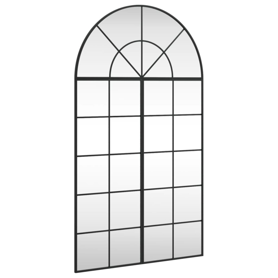 Oglindă de perete, negru, 80x140 cm, arcuită, fier - 1 | YEO