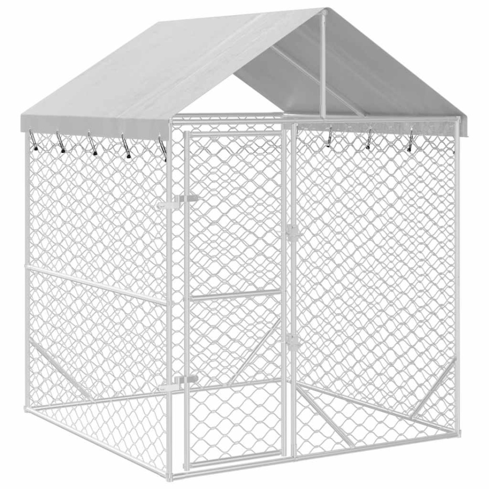 Padoc de exterior cu acoperiș argintiu 2x2x2,5m oțel galvanizat - 1 | YEO