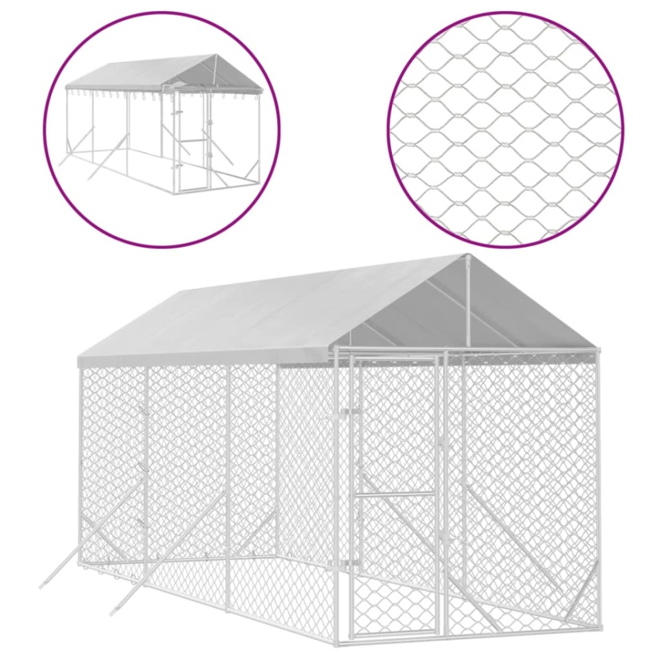 Padoc de exterior cu acoperiș argintiu 2x6x2,5m oțel galvanizat - 1 | YEO