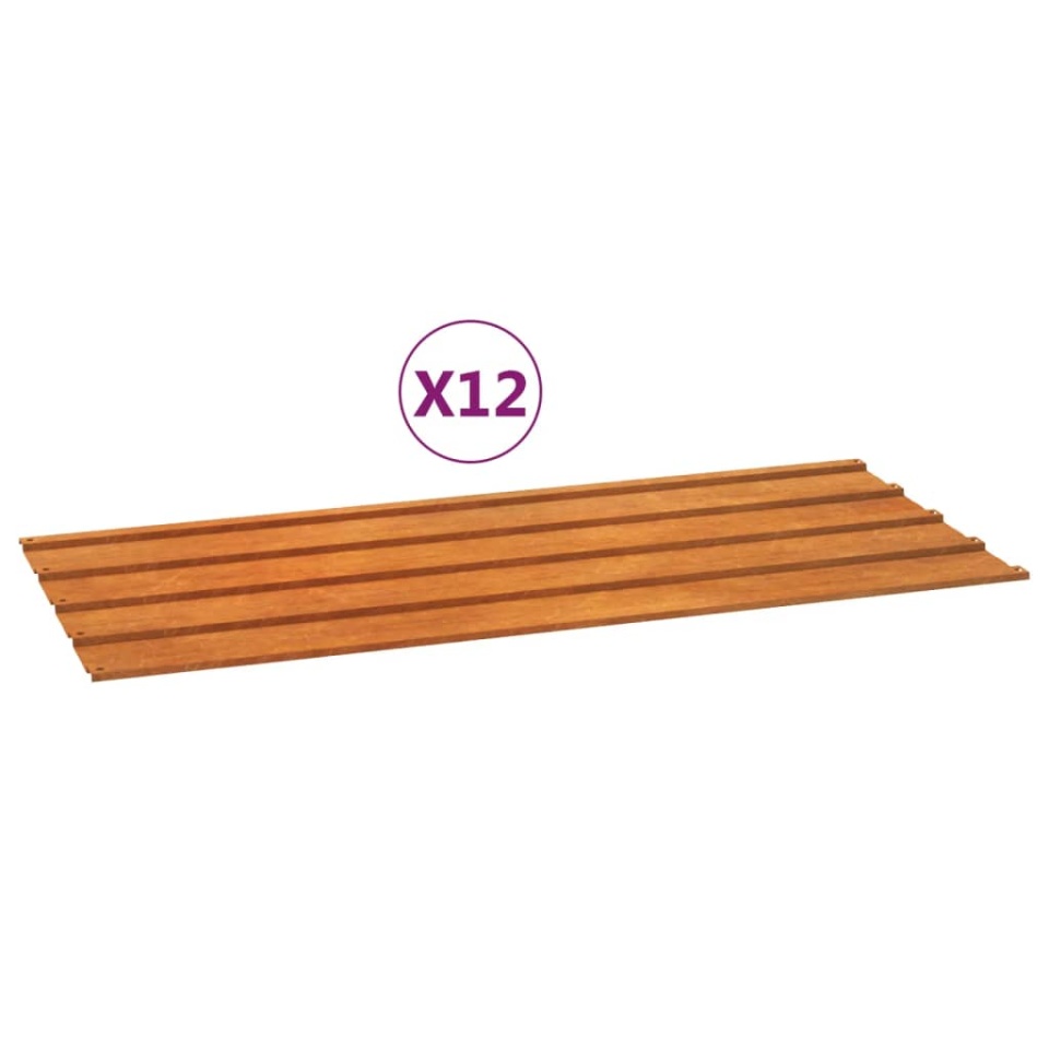 Panouri de acoperiș, 12 buc., ruginiu, 100x44 cm, oțel corten - 1 | YEO
