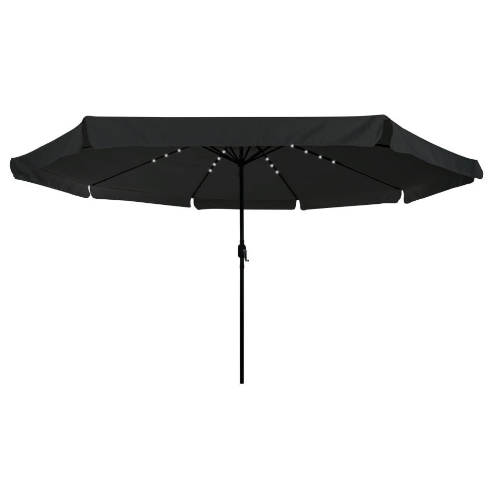 Parasol de grădină cu lumini LED ø395x245 cm, Negru - 2 | YEO