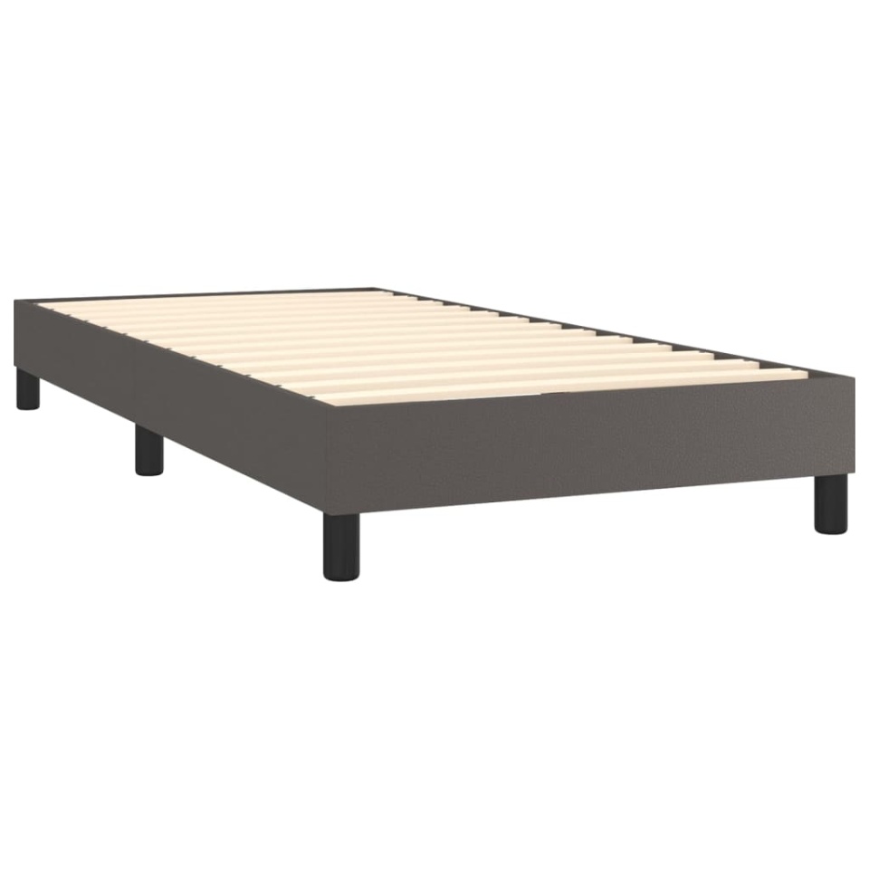 Pat box spring cu saltea, gri, 100x200 cm, piele ecologică - 3 | YEO