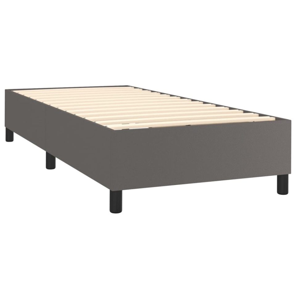 Pat box spring cu saltea, gri, 100x200 cm, piele ecologică - 3 | YEO