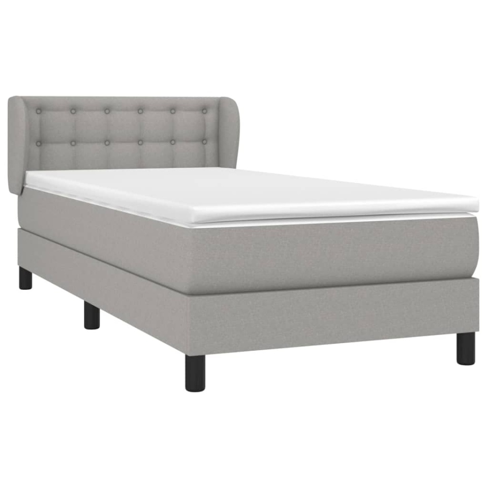 Pat box spring cu saltea, gri deschis, 100x200 cm, textil - 2 | YEO