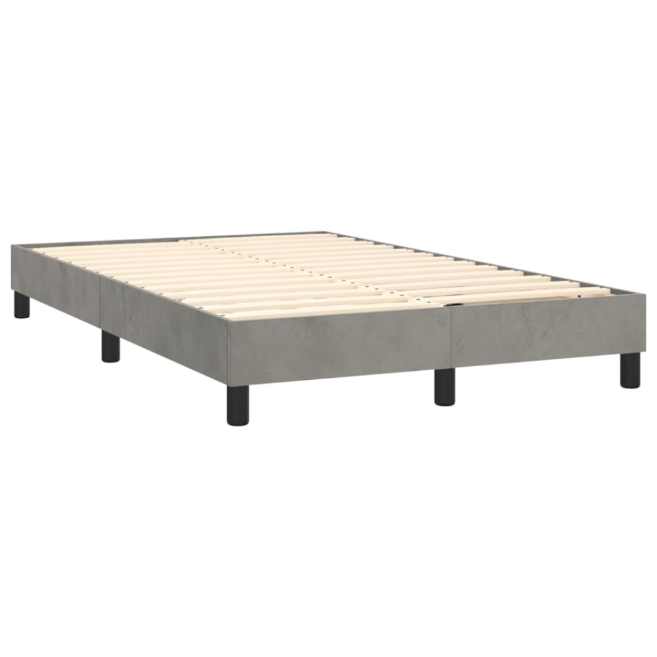 Pat box spring cu saltea, gri deschis, 120x200 cm, catifea - 3 | YEO