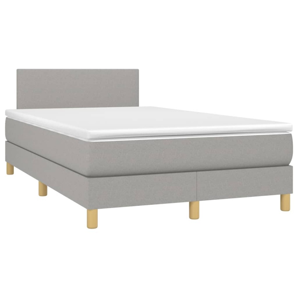 Pat box spring cu saltea, gri deschis, 120x200 cm, textil - 2 | YEO