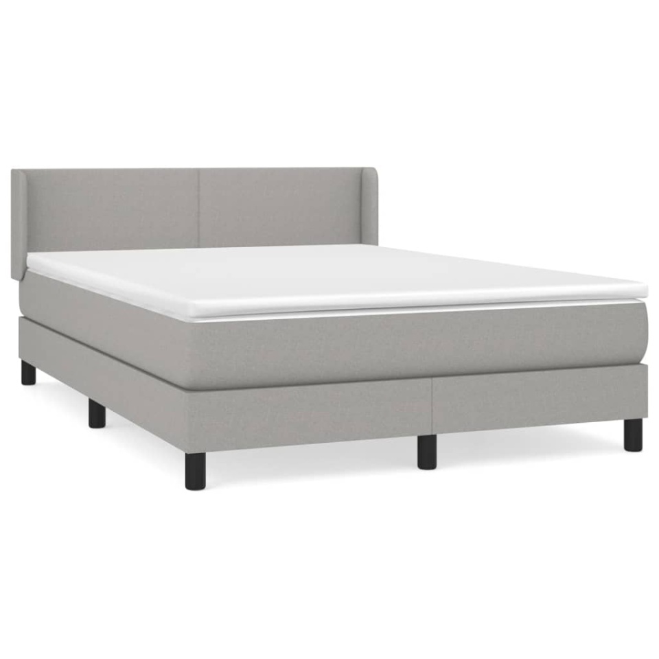 Pat box spring cu saltea, gri deschis, 140x190 cm, textil - 1 | YEO