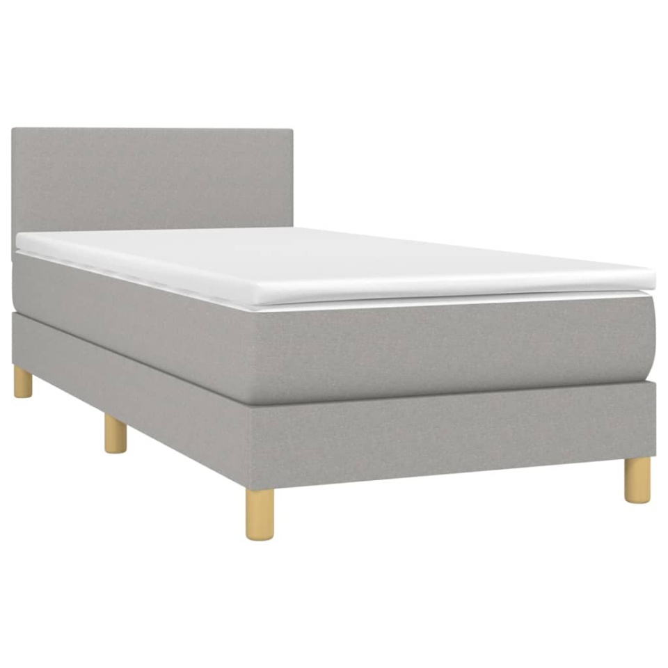Pat box spring cu saltea, gri deschis, 80x200 cm, textil - 2 | YEO