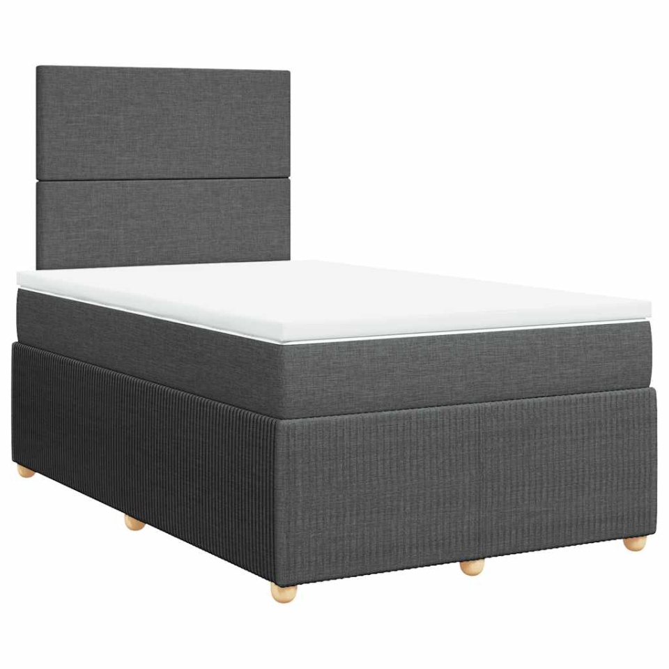 Pat box spring cu saltea, gri închis, 120x190 cm, textil - 1 | YEO