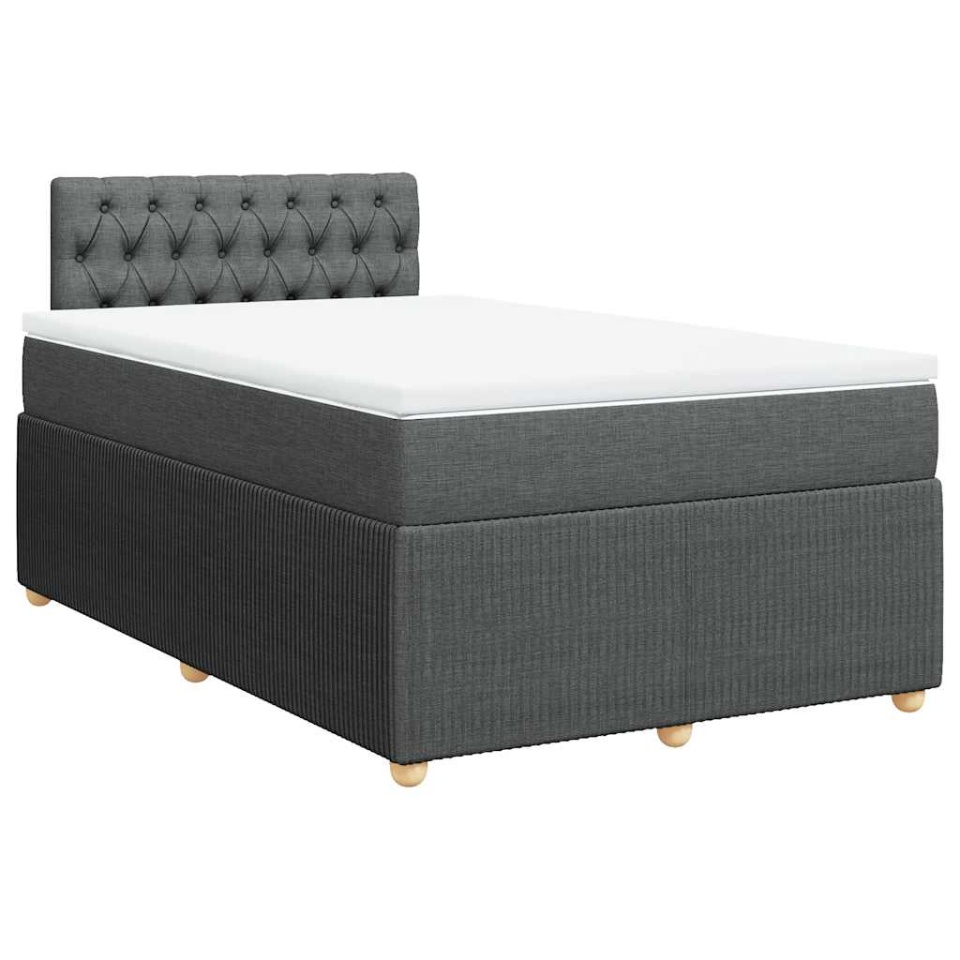 Pat box spring cu saltea, gri închis, 120x190 cm, textil - 1 | YEO