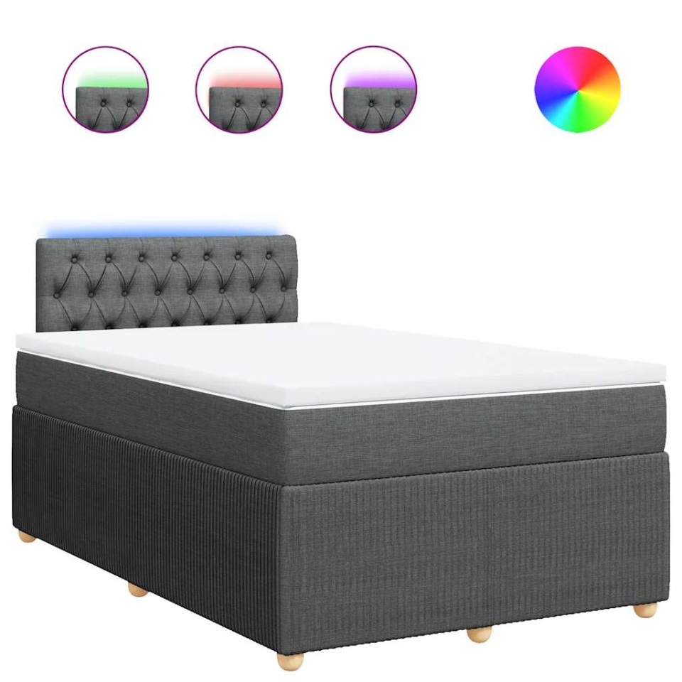 Pat box spring cu saltea, gri închis, 120x190 cm, textil - 1 | YEO