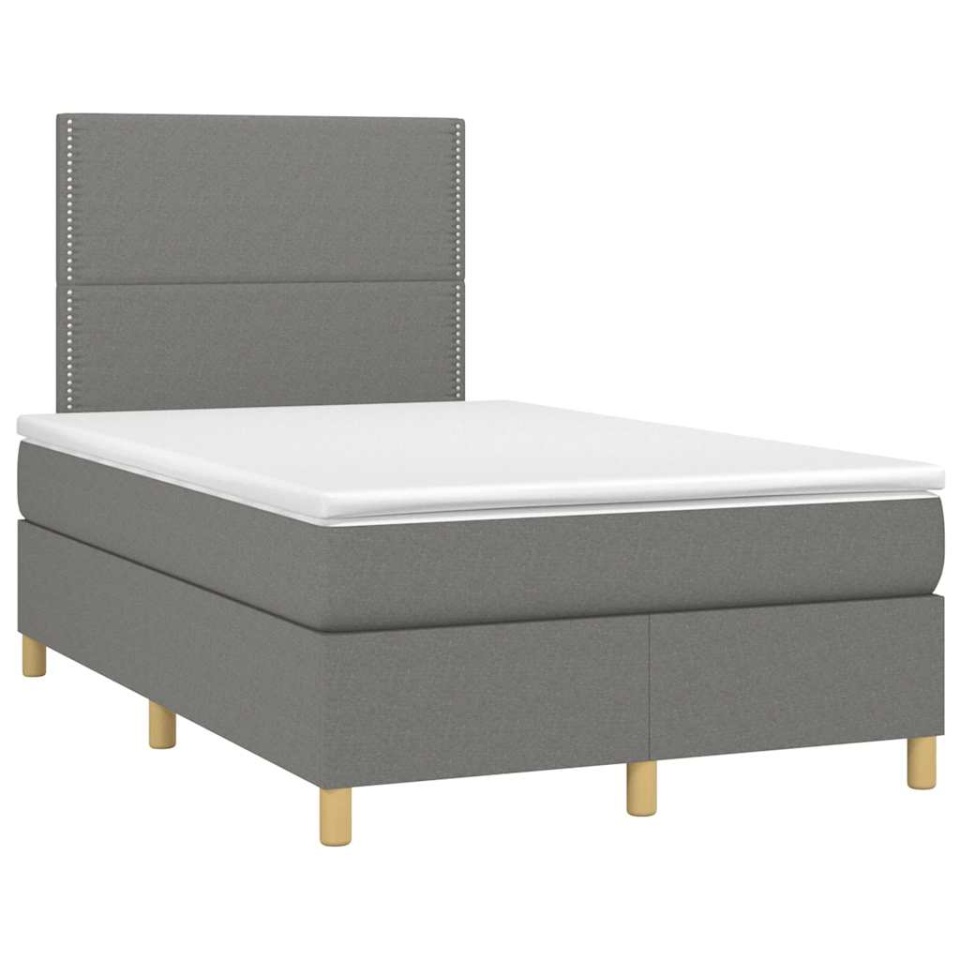 Pat box spring cu saltea, gri închis, 120x190 cm, textil - 1 | YEO