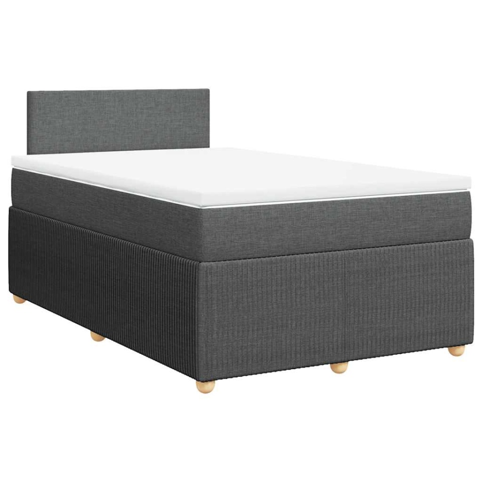 Pat box spring cu saltea, gri închis, 120x190 cm, textil - 1 | YEO