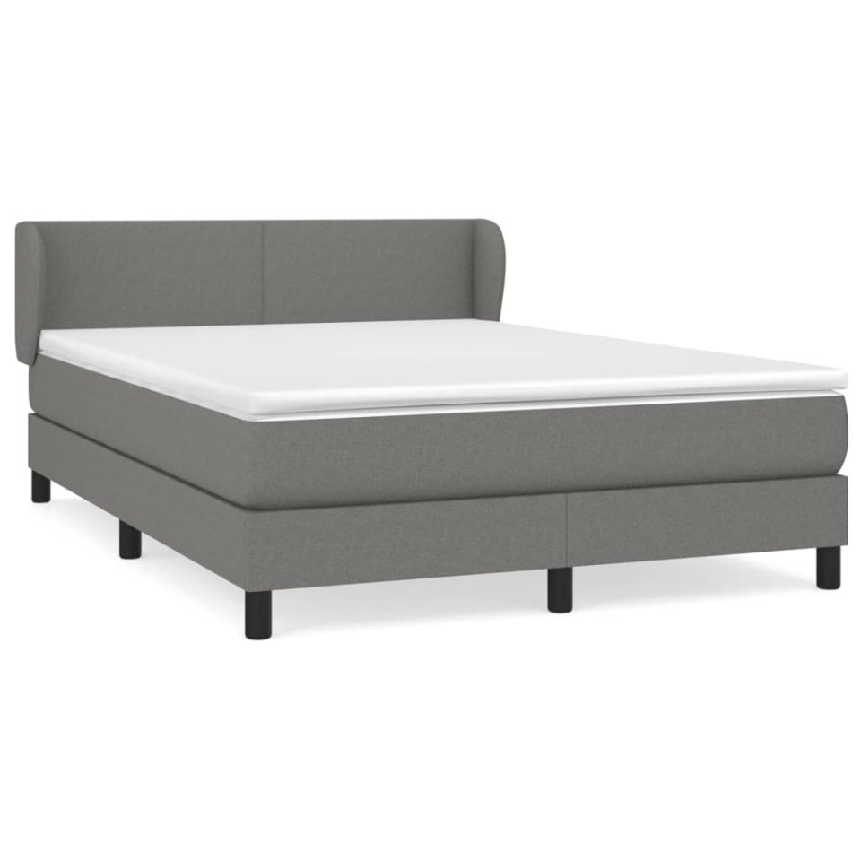 Pat box spring cu saltea, gri închis, 140x200 cm, textil - 1 | YEO