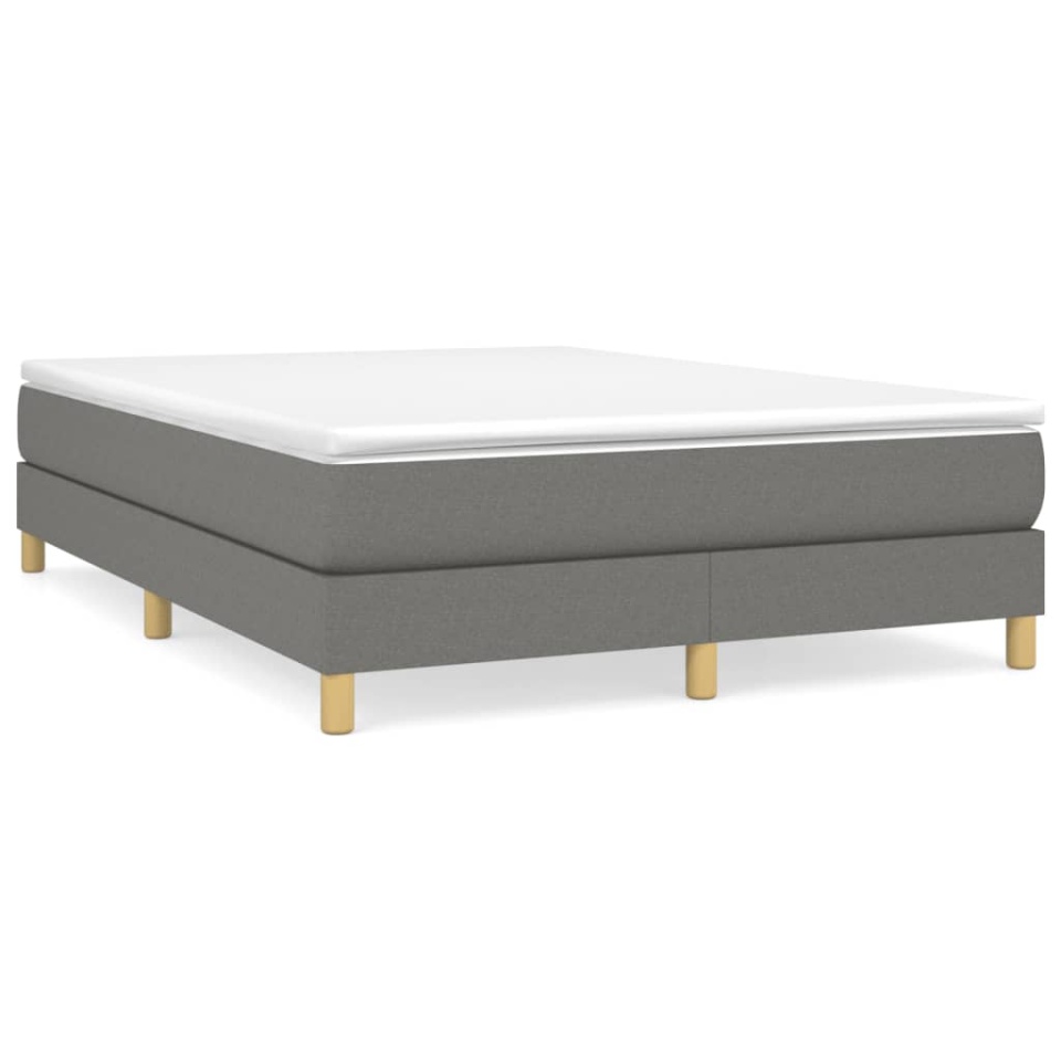 Pat box spring cu saltea, gri închis, 140x200 cm, textil - 1 | YEO