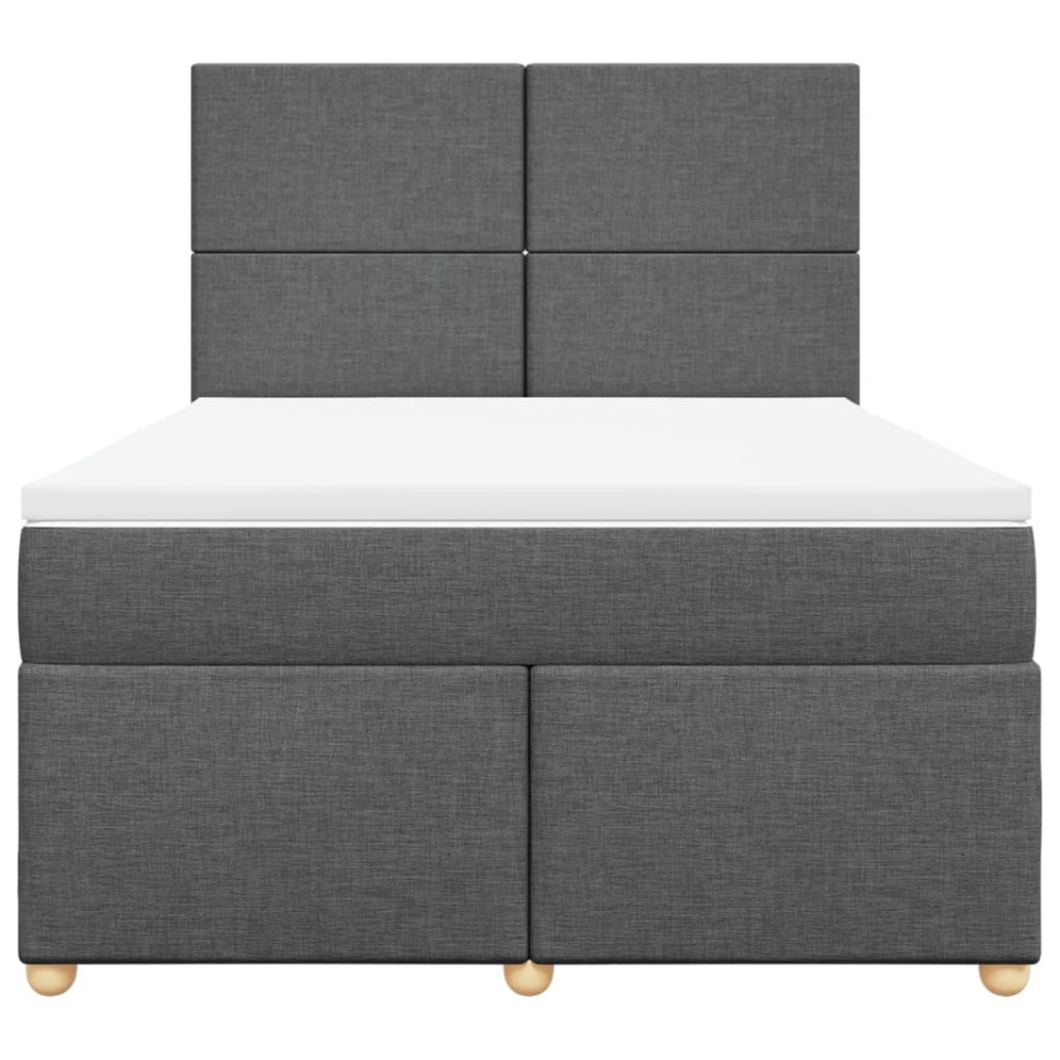 Pat box spring cu saltea, gri închis, 140x200 cm, textil - 3 | YEO