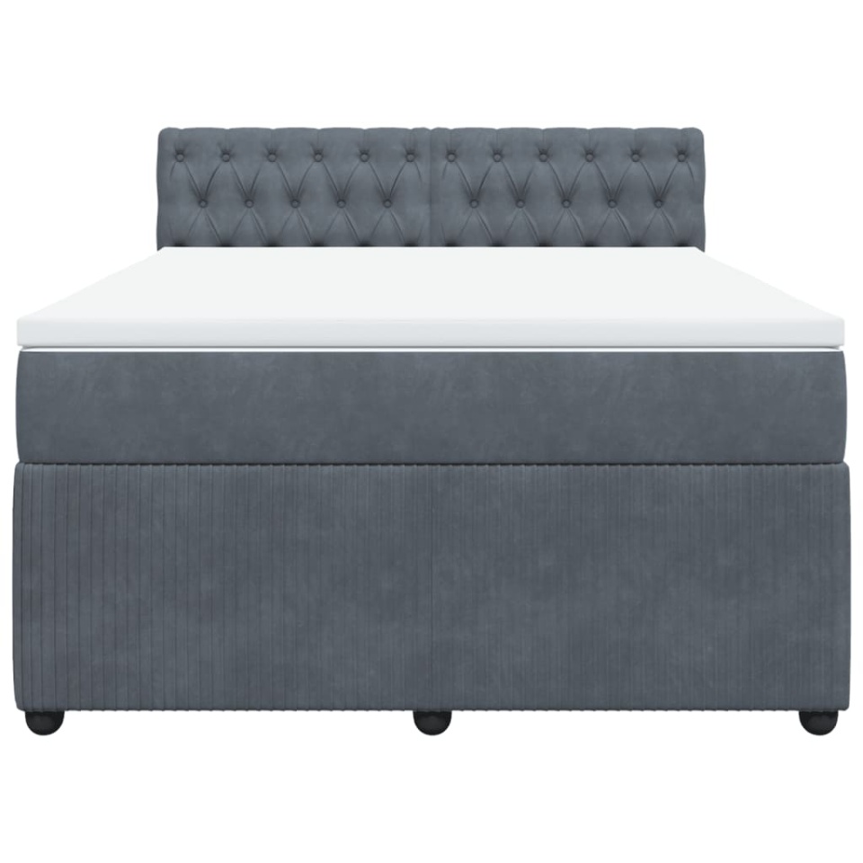 Pat box spring cu saltea, gri închis, 160x200 cm, catifea - 3 | YEO