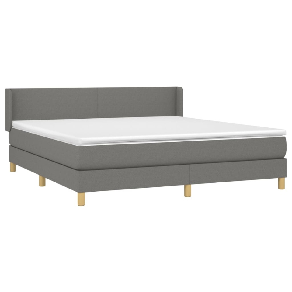 Pat box spring cu saltea, gri închis, 180x200 cm, textil - 2 | YEO