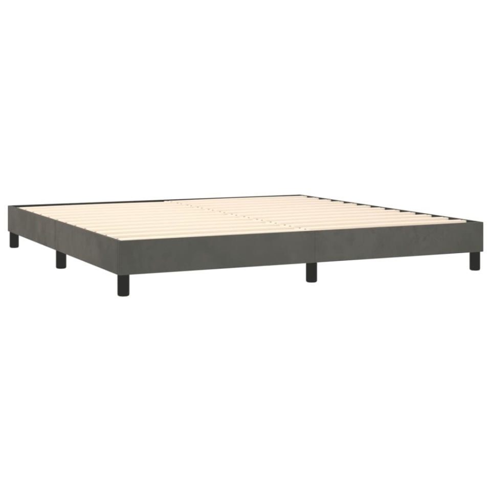Pat box spring cu saltea, gri închis, 200x200 cm, catifea - 3 | YEO