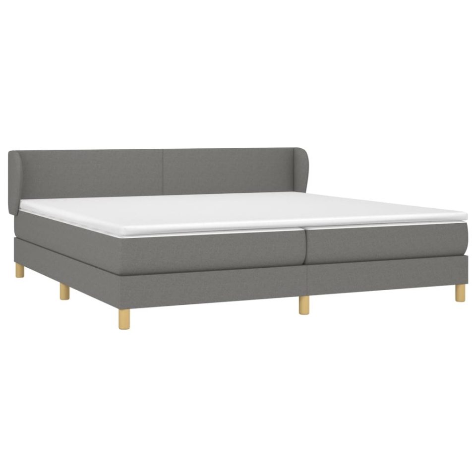 Pat box spring cu saltea, gri închis, 200x200 cm, textil - 2 | YEO