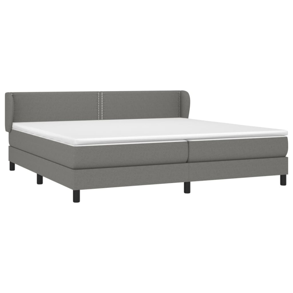 Pat box spring cu saltea, gri închis, 200x200 cm, textil - 2 | YEO