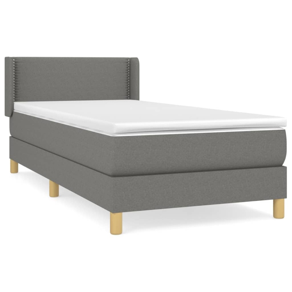 Pat box spring cu saltea, gri închis, 80x200 cm, textil - 1 | YEO