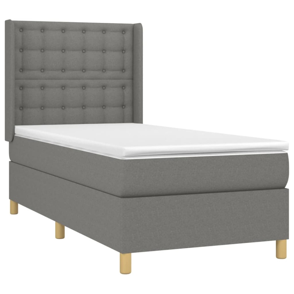 Pat box spring cu saltea, gri închis, 90x190 cm, textil - 2 | YEO