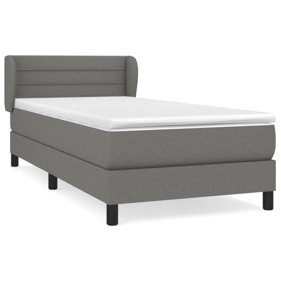 Pat box spring cu saltea, gri închis, 90x190 cm, textil - 1 | YEO