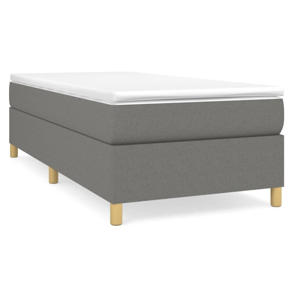 Pat box spring cu saltea, gri închis, 90x190 cm, textil - 1 | YEO