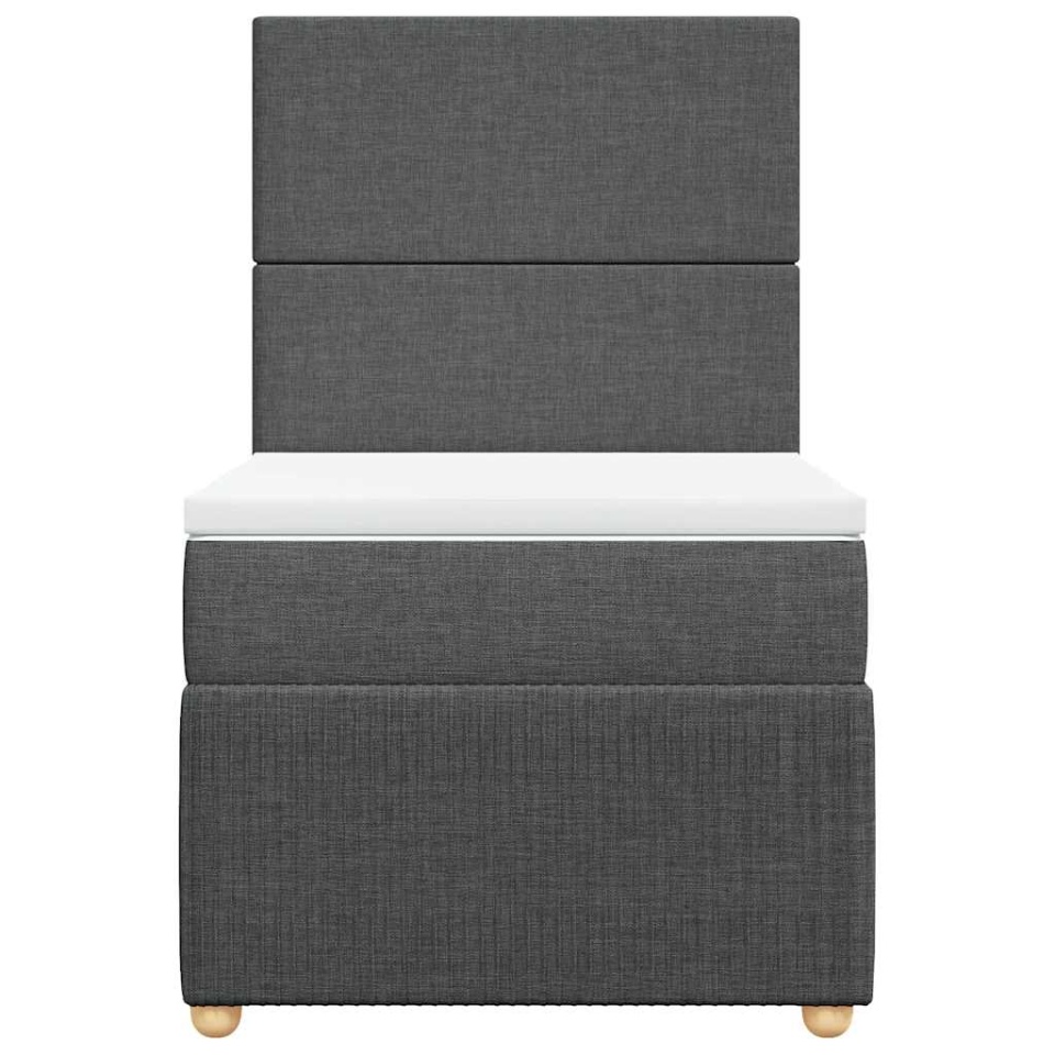 Pat box spring cu saltea, gri închis, 90x190 cm, textil - 3 | YEO