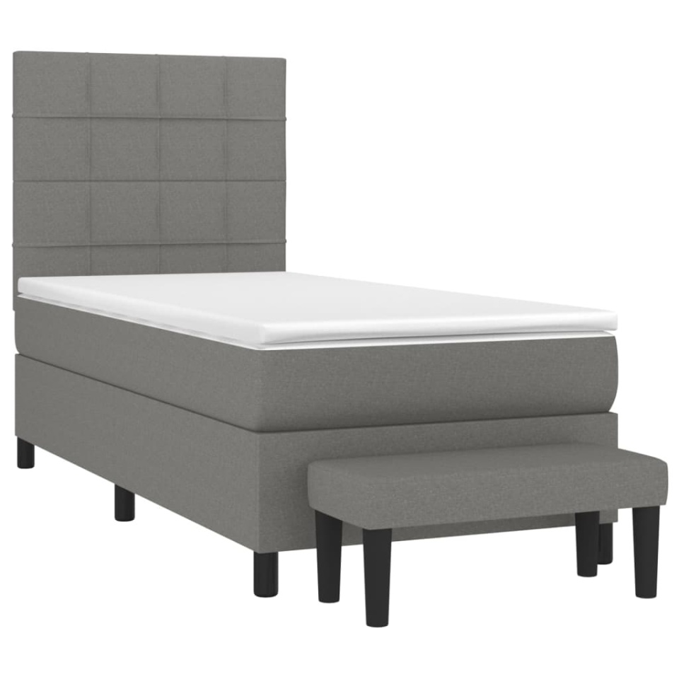 Pat box spring cu saltea, gri închis, 90x190 cm, textil - 2 | YEO