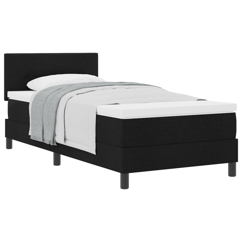 Pat box spring cu saltea neagră 90x200 cm țesătură - 1 | YEO