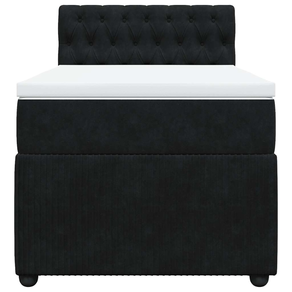 Pat box spring cu saltea, negru, 100x200 cm, catifea - 3 | YEO