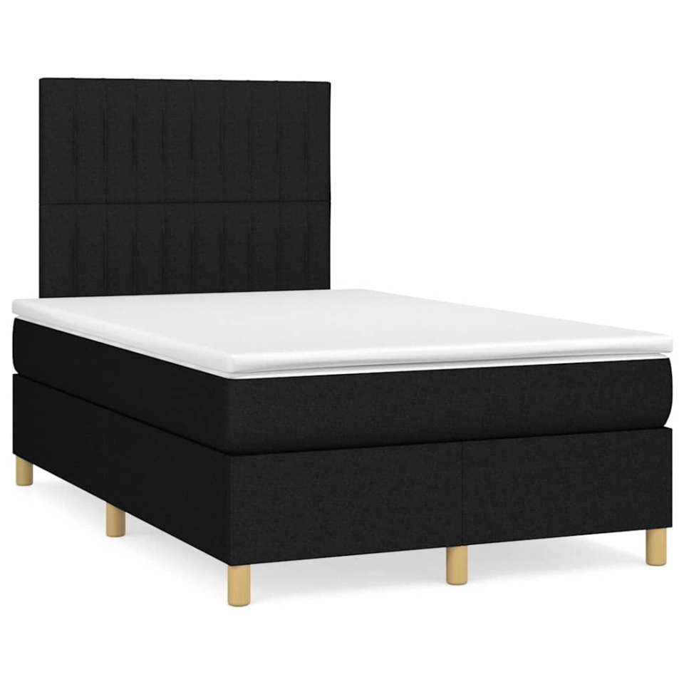 Pat box spring cu saltea, negru, 120x190 cm, catifea
