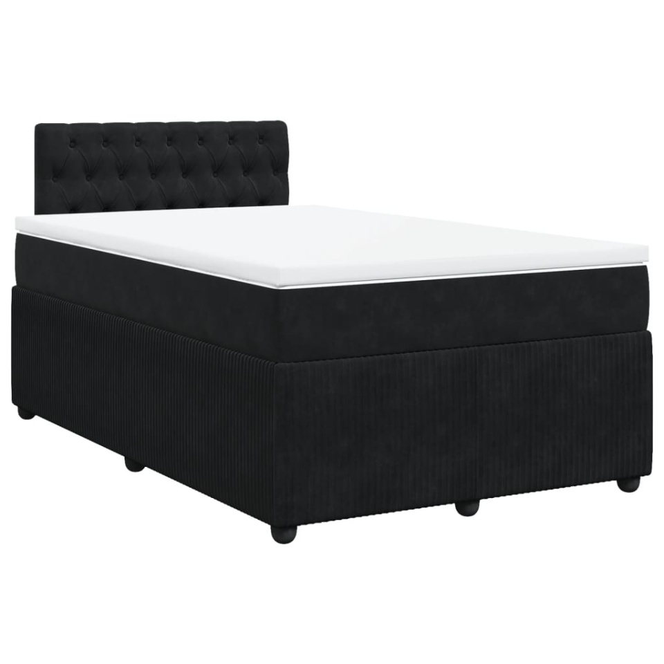 Pat box spring cu saltea, negru, 120x200 cm, catifea - 2 | YEO