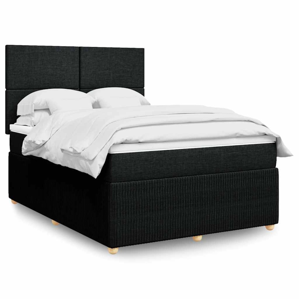 Pat box spring cu saltea, negru, 140x190 cm, textil