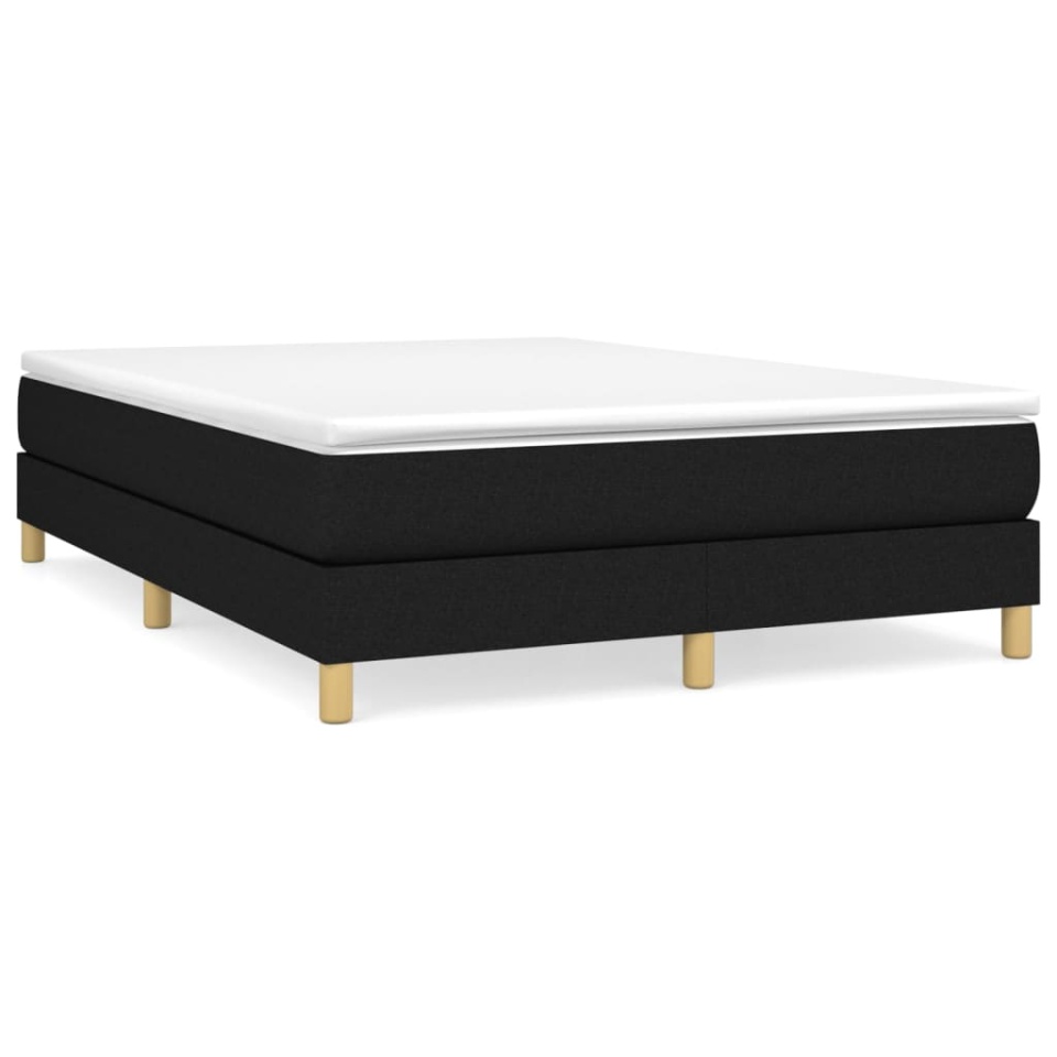 Pat box spring cu saltea, negru, 140x190 cm, textil - 1 | YEO