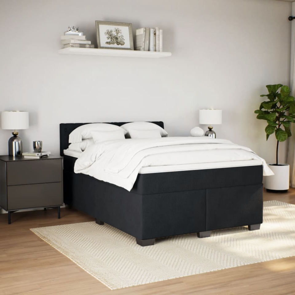 Pat box spring cu saltea, negru, 160x200 cm, catifea - 2 | YEO