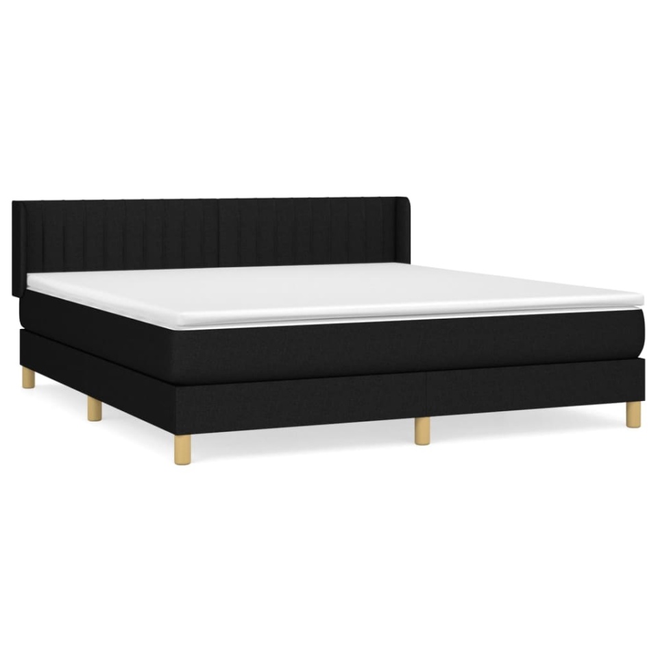 Pat box spring cu saltea, negru, 160x200 cm, textil - 1 | YEO